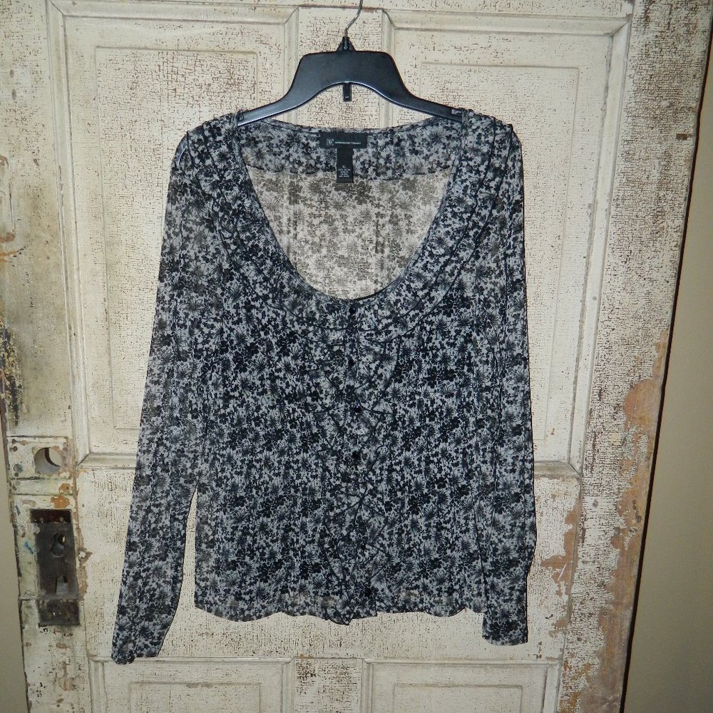 INC International Concepts Scoop Neck Ruffle Front Blouse Size XL  (B41)